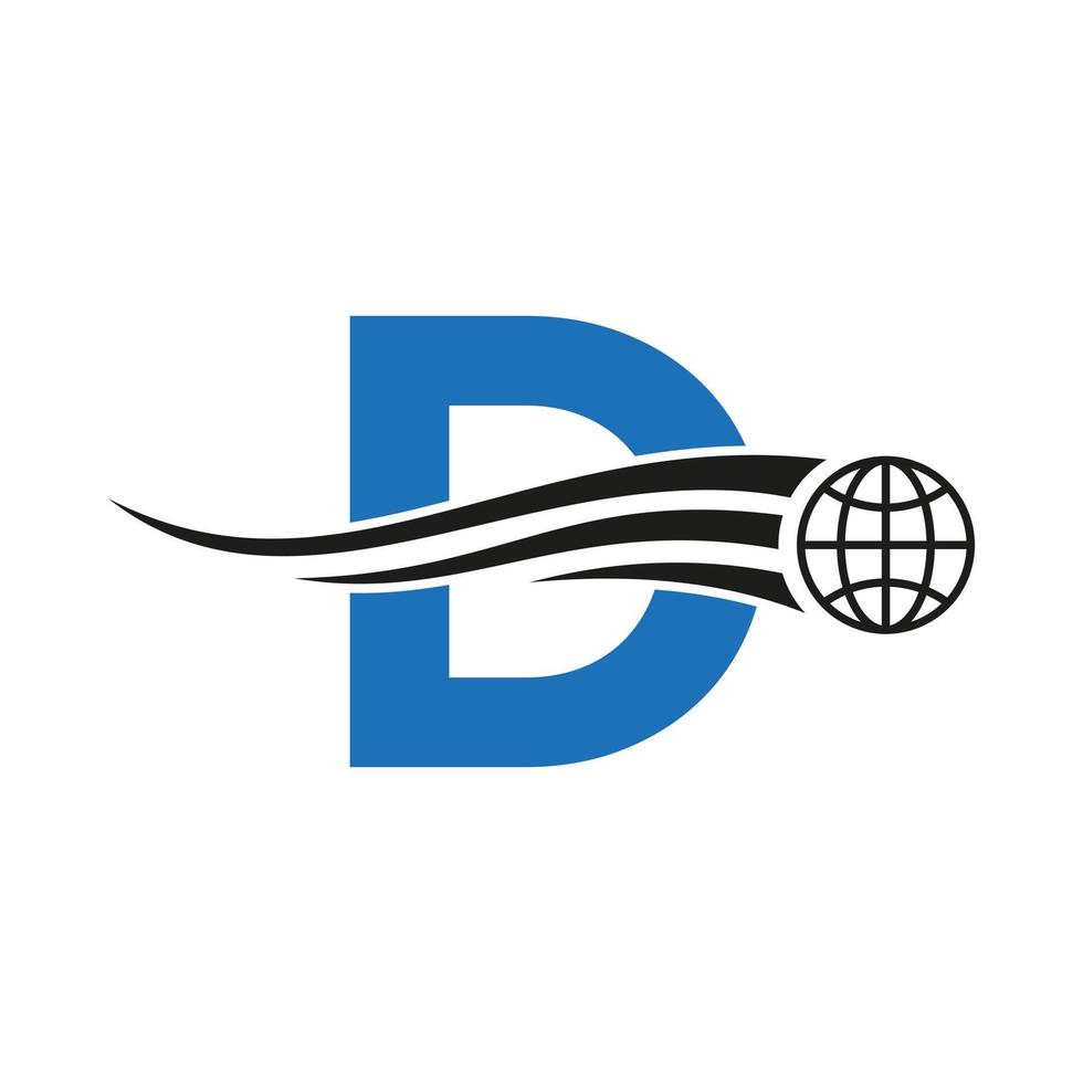 lettera d globale logo combinato con globale icona, terra cartello per attività commerciale e tecnologia identità modello vettore