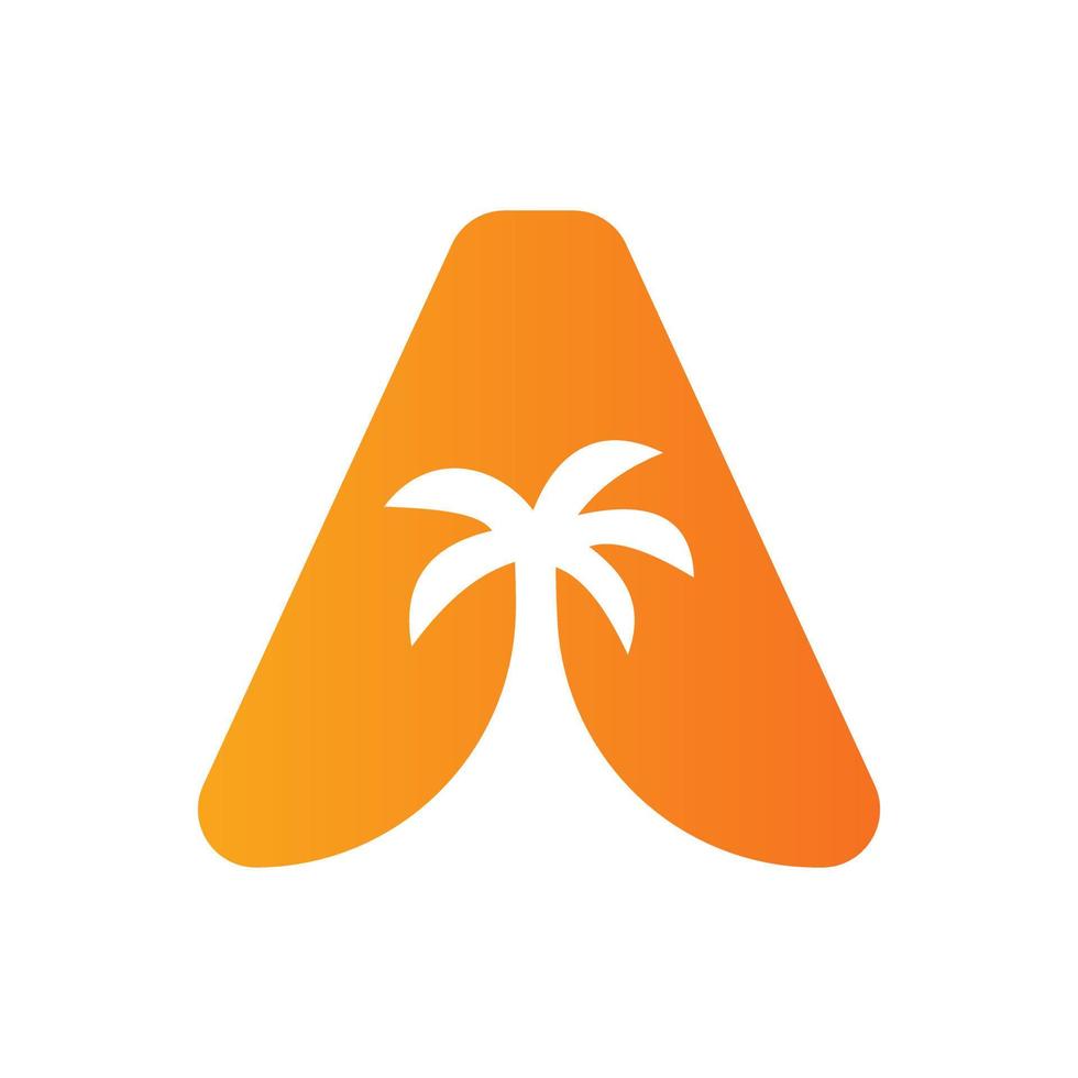 lettera un' palma albero logo design concetto per viaggio spiaggia paesaggio icona vettore modello