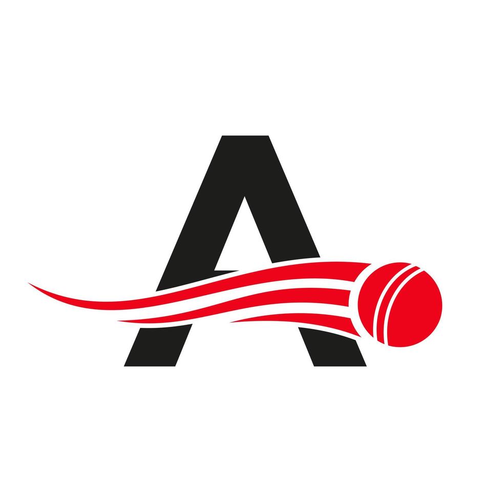 lettera un' cricket logo concetto con palla icona per cricket club simbolo vettore modello. giocatore di cricket cartello