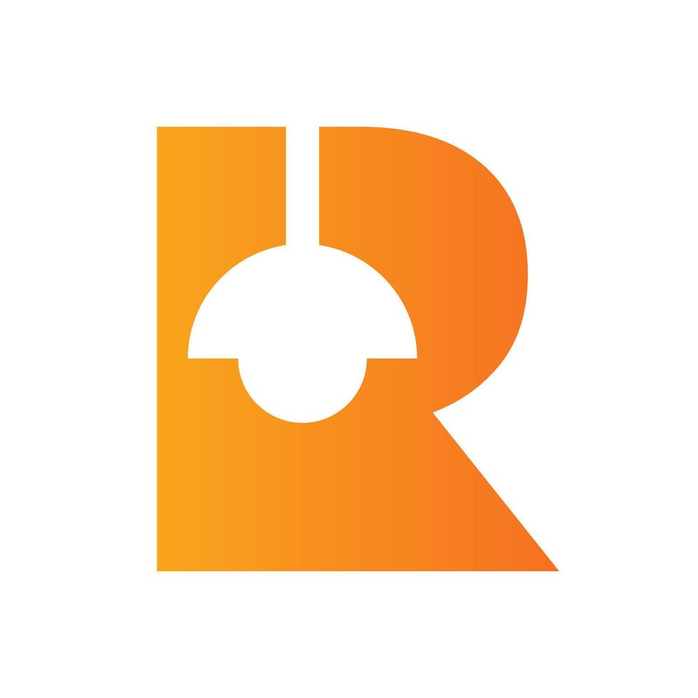 lettera r lampada logo combinato con sospeso lampada vettore modello