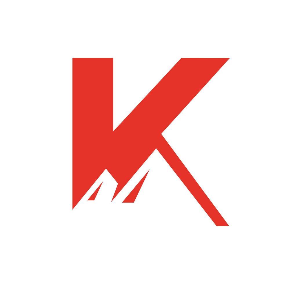 lettera K montare logo vettore cartello. montagna natura paesaggio logo combinare con collina icona e modello