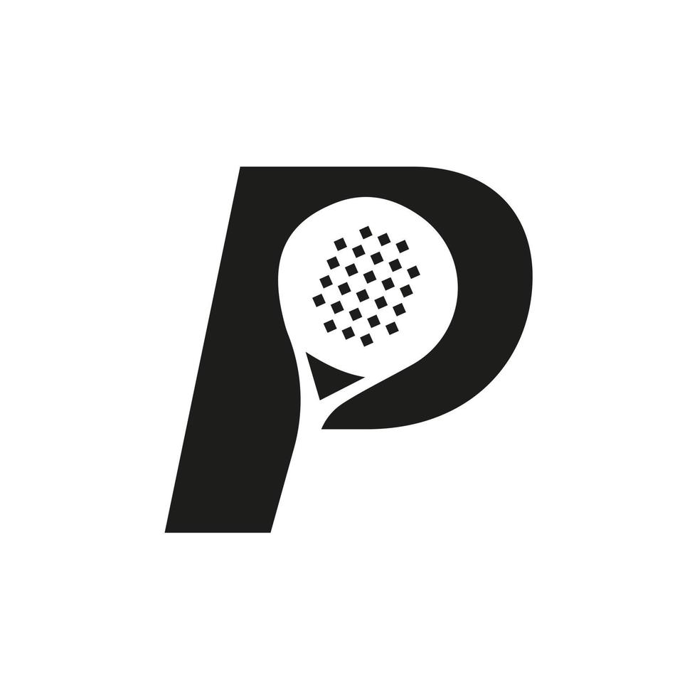 lettera p padel racchetta logo design vettore modello. spiaggia tavolo tennis club simbolo