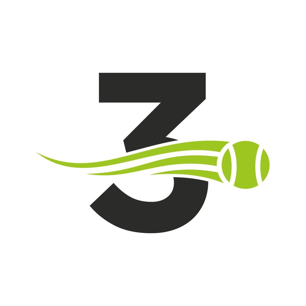 lettera 3 tennis club logo design modello. tennis sport accademia, club logo vettore