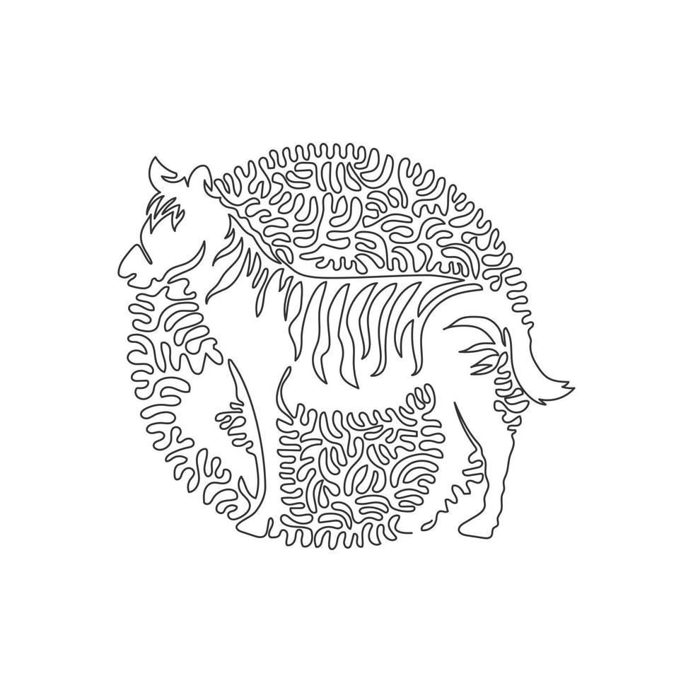 singolo Riccio uno linea disegno di zebra notoriamente a righe astratto arte. continuo linea disegnare grafico design vettore illustrazione di zebra strisce unico per icona, simbolo, azienda logo, parete arredamento