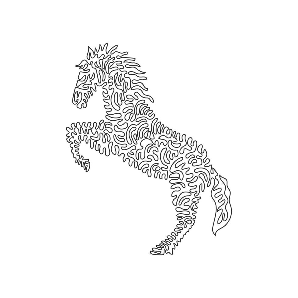 singolo uno linea disegno di rampante carino cavallo astratto arte. continuo linea disegnare grafico design vettore illustrazione di addomesticati mammifero per icona, simbolo, azienda logo, manifesto parete arredamento