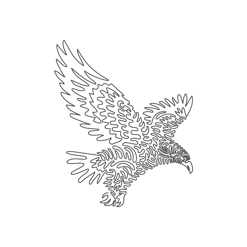 continuo curva uno linea disegno astratto arte. falchi siamo forte, potente uccelli. singolo linea modificabile ictus vettore illustrazione di falco è predatore uccelli per logo, cartello, parete arredamento, boho manifesto