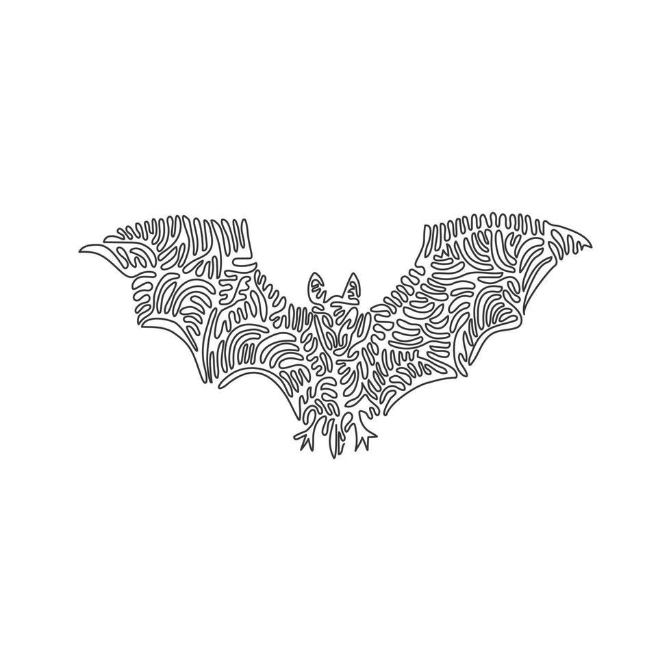 continuo curva uno linea disegno. pipistrello, mammiferi capace di volo. singolo linea modificabile ictus vettore illustrazione di pipistrelli siamo agile nel volo per logo, parete arredamento e manifesto Stampa decorazione