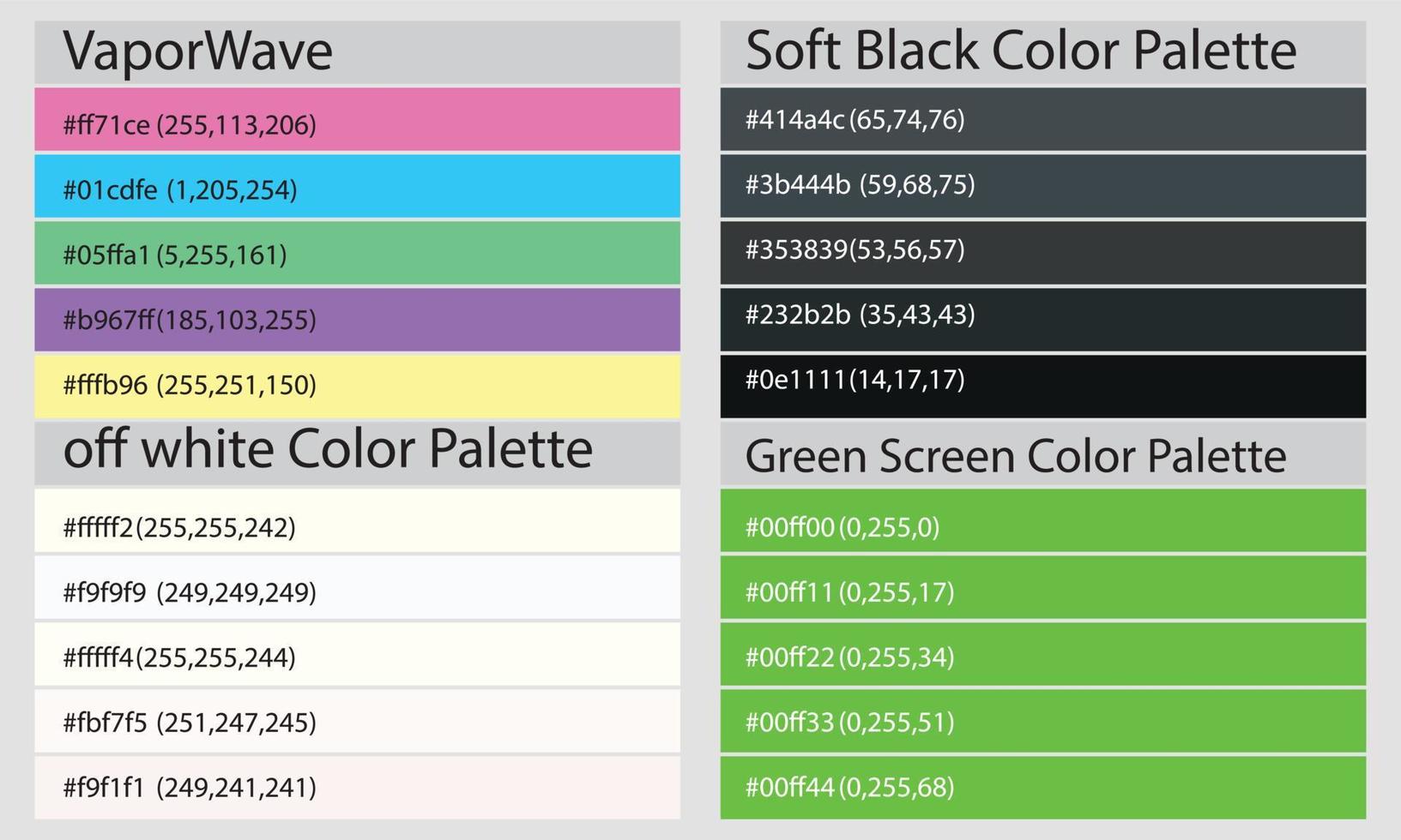 colore tavolozze un' colore tavolozza è un' impostato di colori Usato nel un' design o visivo progetto. queste colori siamo accuratamente scelto per creare un' coesivo e visivamente attraente design. vettore