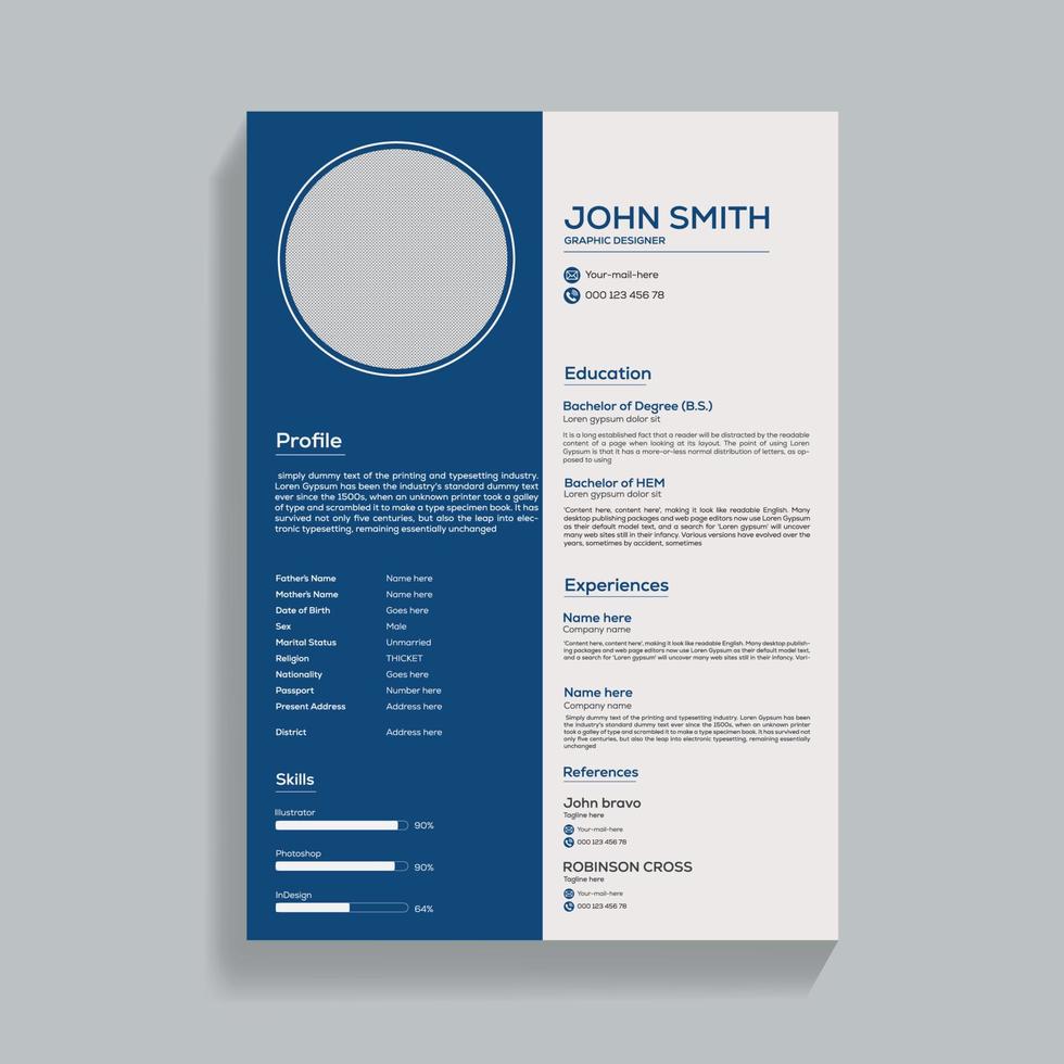 professionale pulire, minimalista CV e curriculum vitae design modello vettore