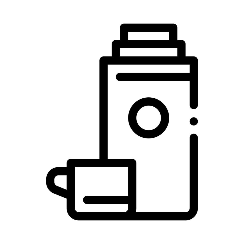 campeggio thermos con bevanda icona vettore schema illustrazione