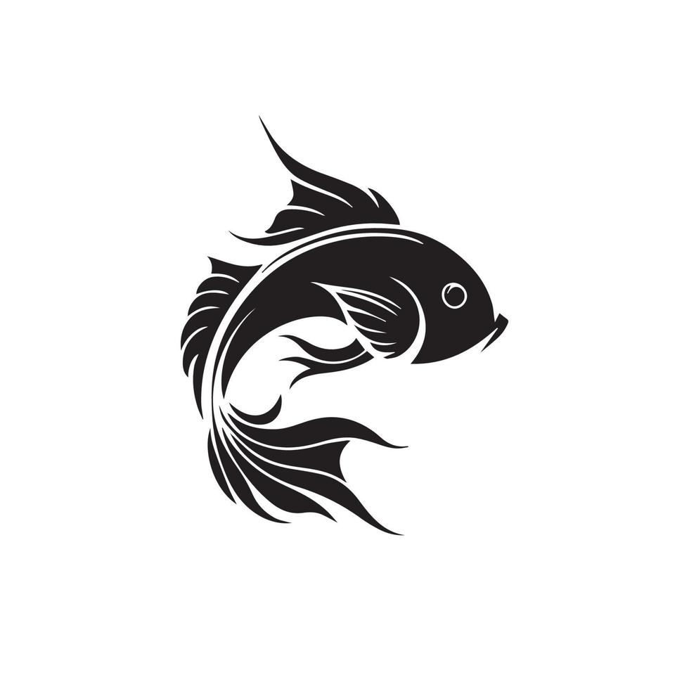 koi pesce. minimo nero e bianca vettore icona illustrazione. semplice pesce logo. asiatico orientale arte.