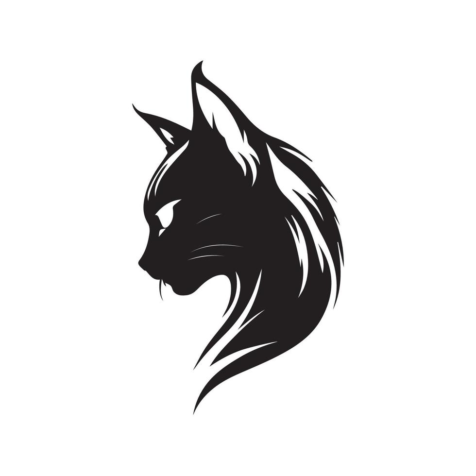 gatto nero e bianca vettore illustrazione. isolato gattino. cartone animato disegno di gattino. silhouette