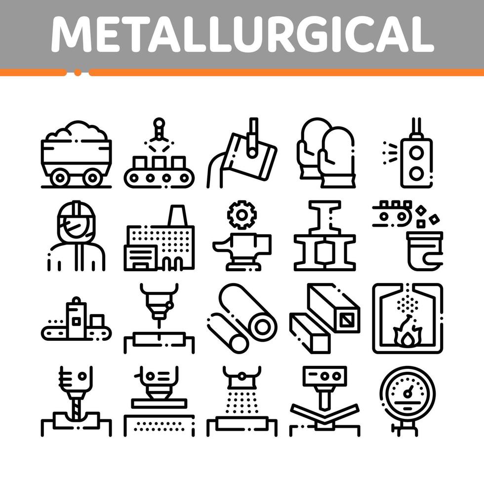 metallurgico collezione elementi icone impostato vettore