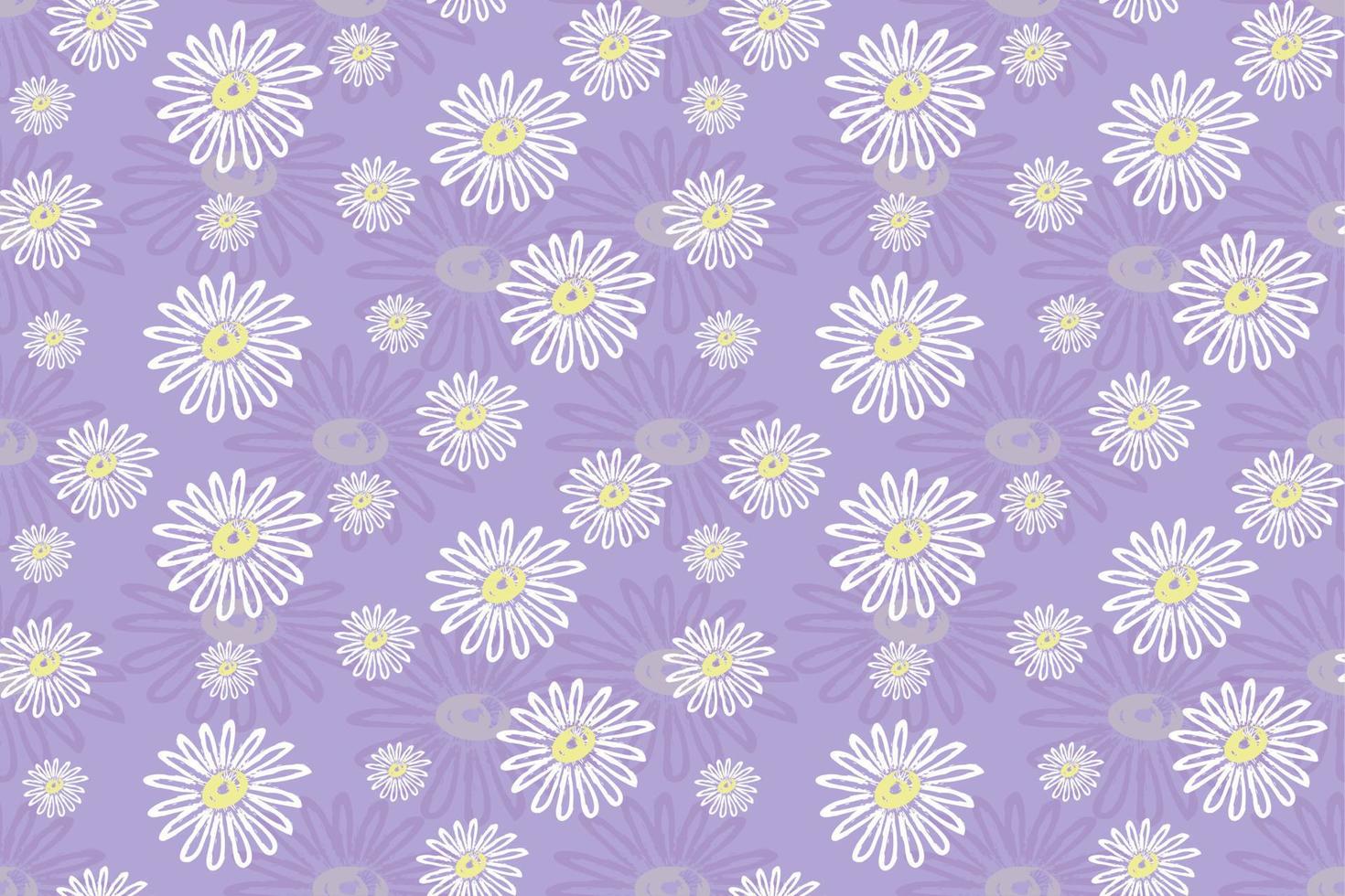 floreale senza soluzione di continuità modello, bianca margherite su di moda viola sfondo vettore