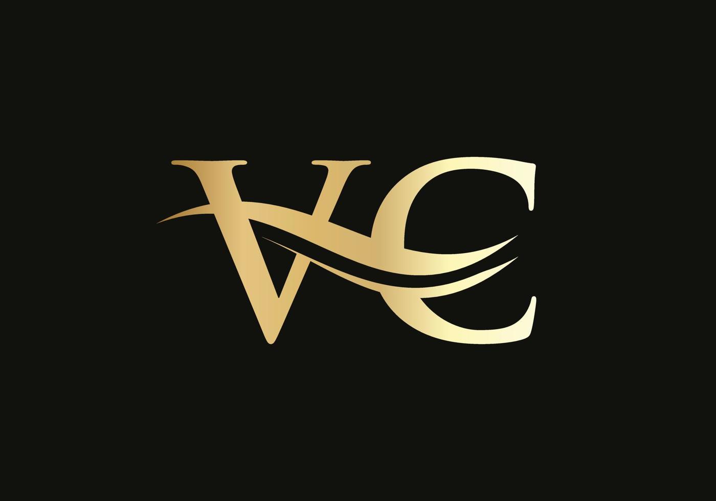 iniziale oro lettera vc logo design. vc logo design con moderno di moda vettore
