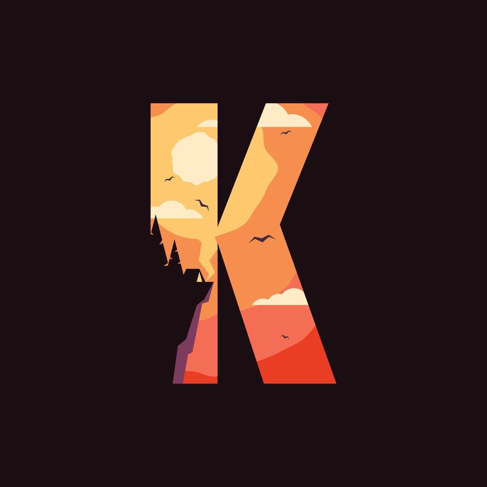 alfabeto K all'aperto logo vettore