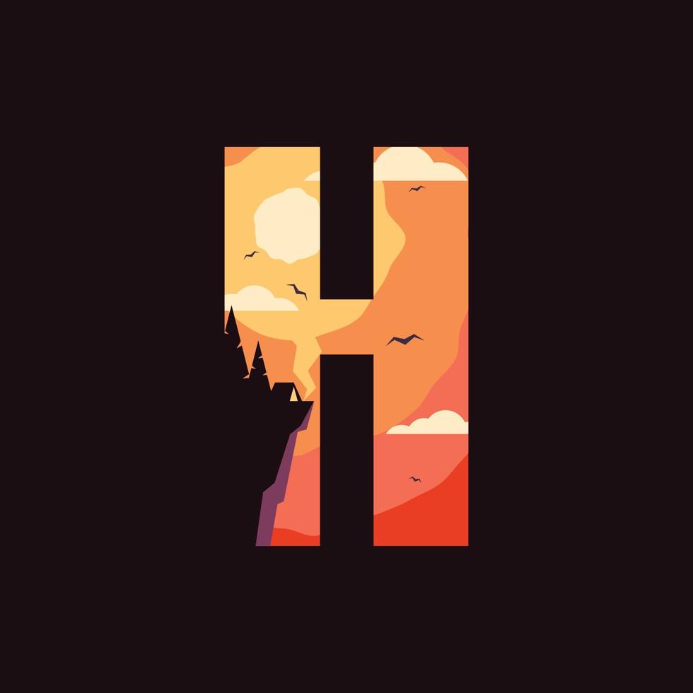 alfabeto h all'aperto logo vettore