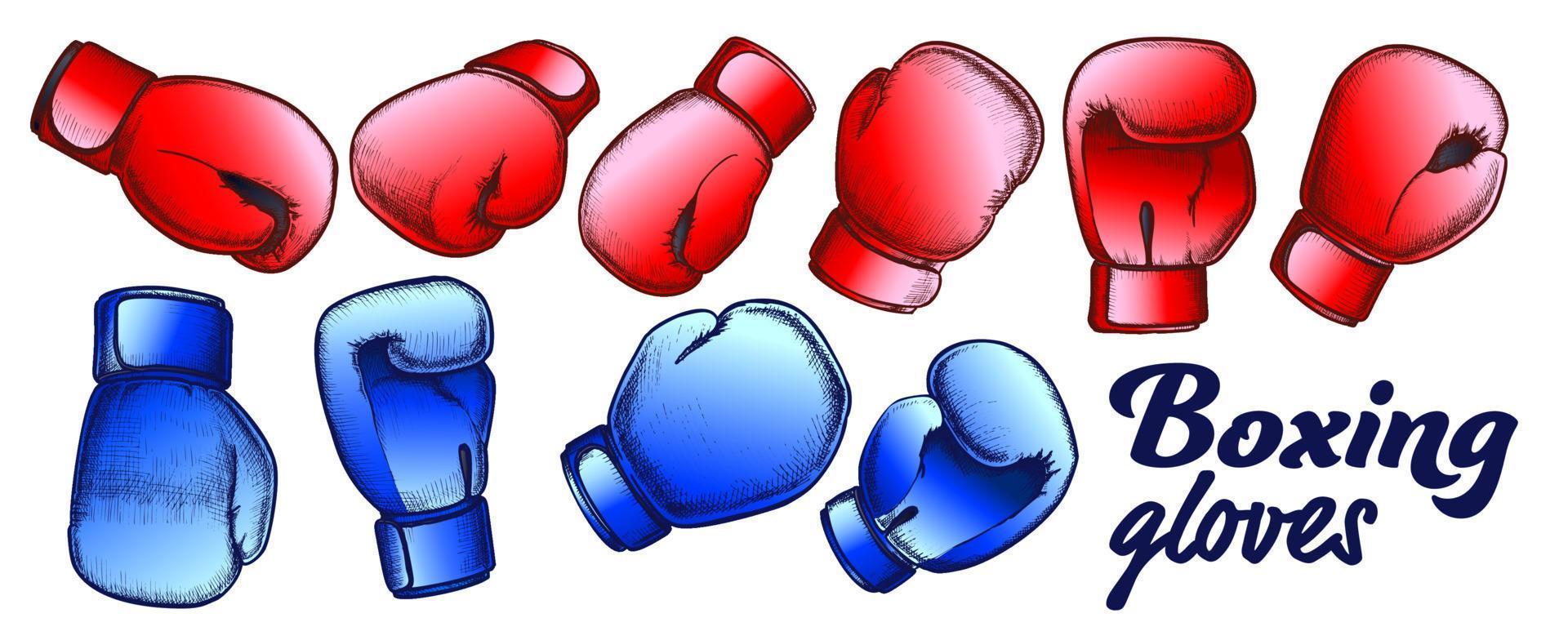 boxe guanti per sport concorrenza impostato colore vettore