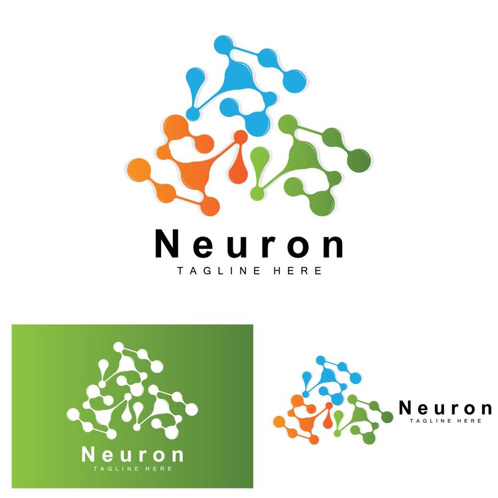 neurone logo design vettore nervo cellula illustrazione molecolare dna Salute marca