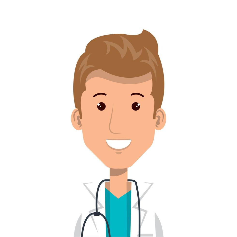 medico maschio con stetoscopio isolato icona vettore