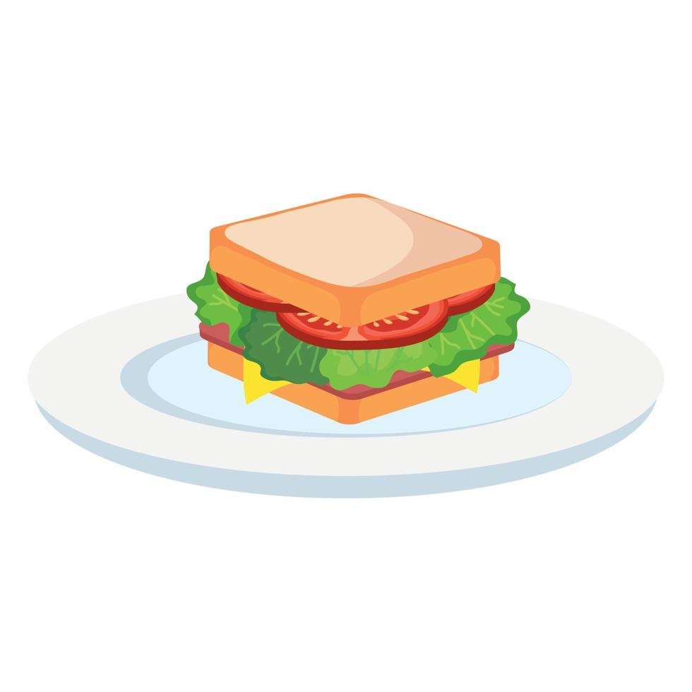 Sandwich su piatto vettore design