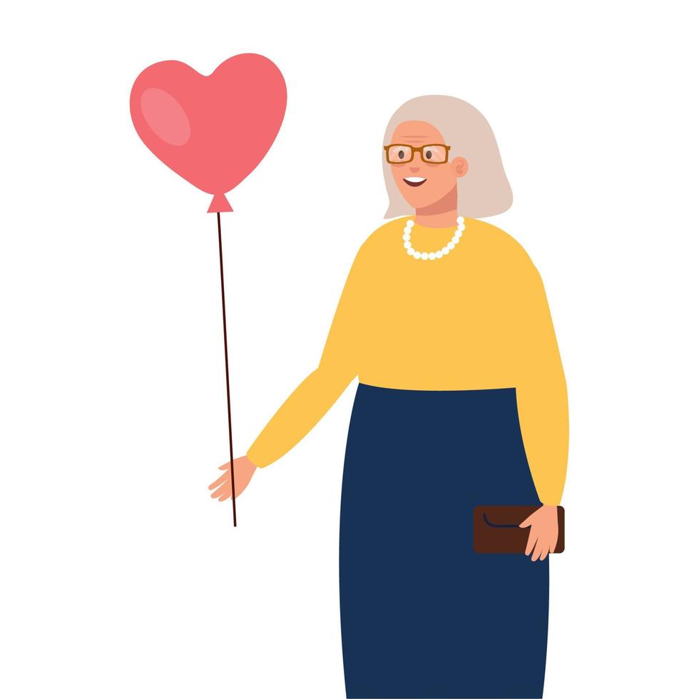 nonna avatar con cuore Palloncino vettore design