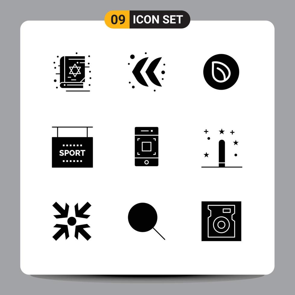 9 creativo icone moderno segni e simboli di smartphone telecamera moneta gli sport informazione modificabile vettore design elementi