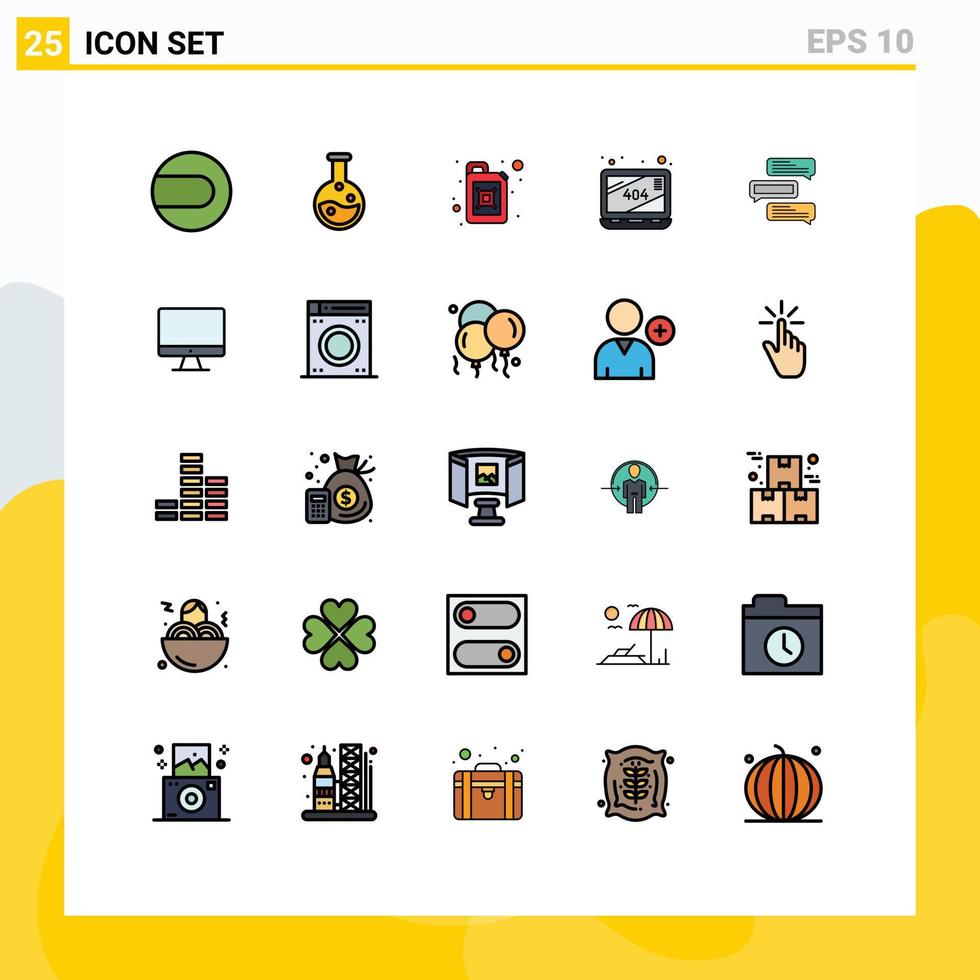 25 pieno linea piatto colore concetto per siti web mobile e applicazioni computer conversazioni olio Commenti Chiacchierare modificabile vettore design elementi