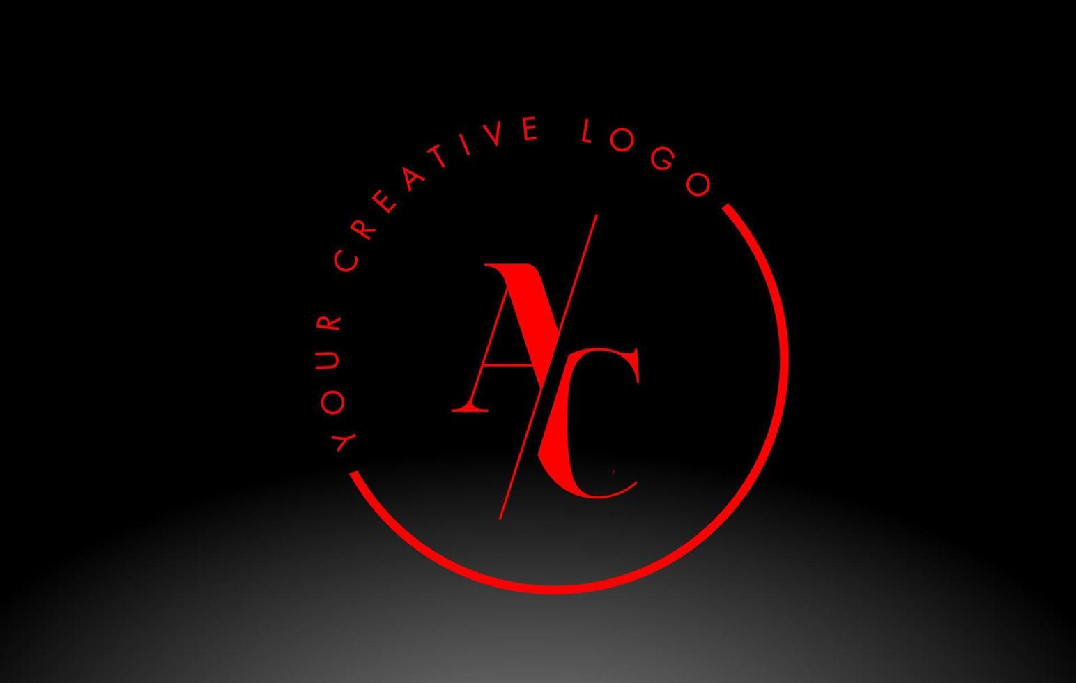 rosso AC serif lettera logo design con creativo intersecato tagliare. vettore