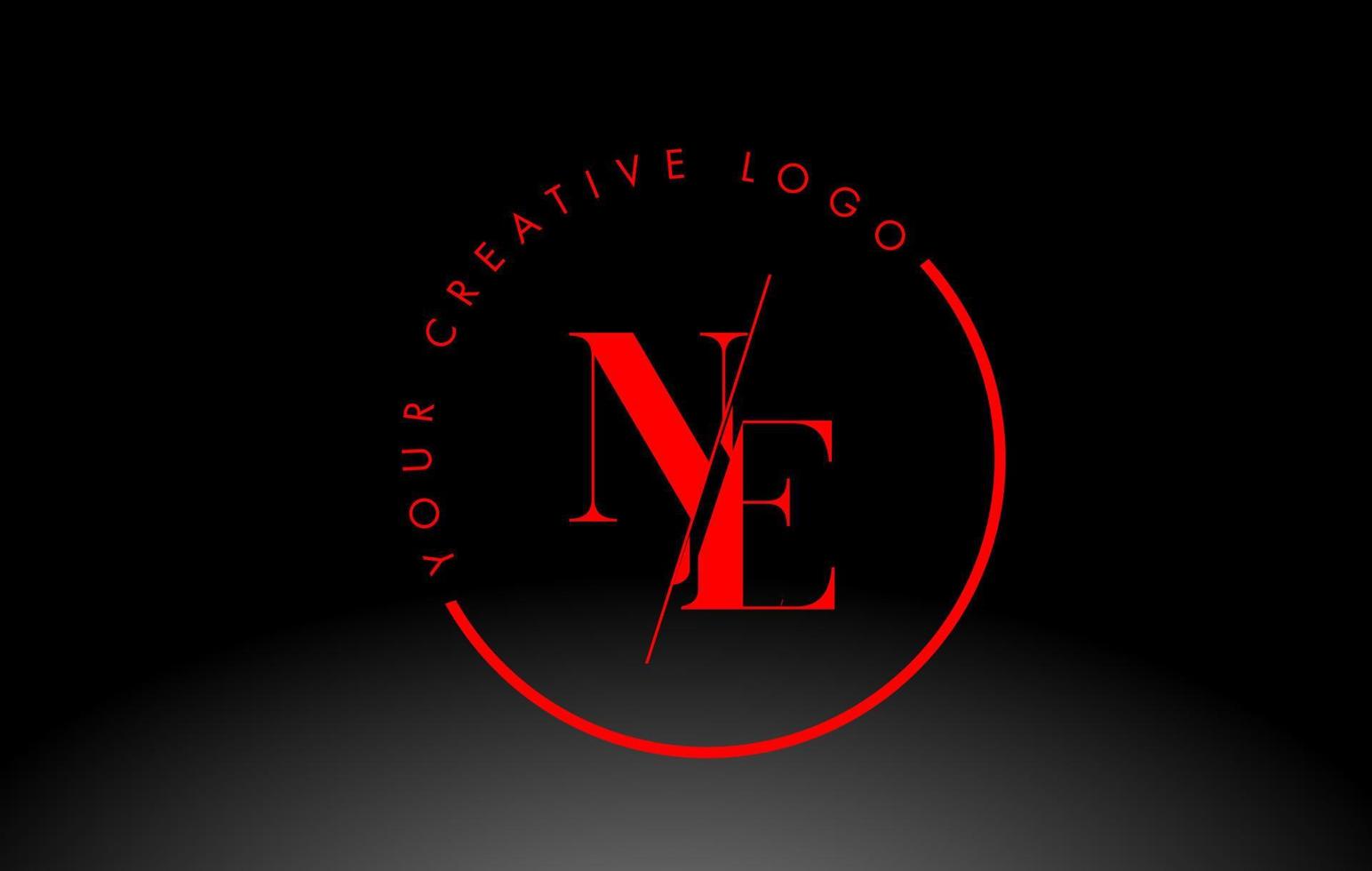 rosso ne serif lettera logo design con creativo intersecato tagliare. vettore