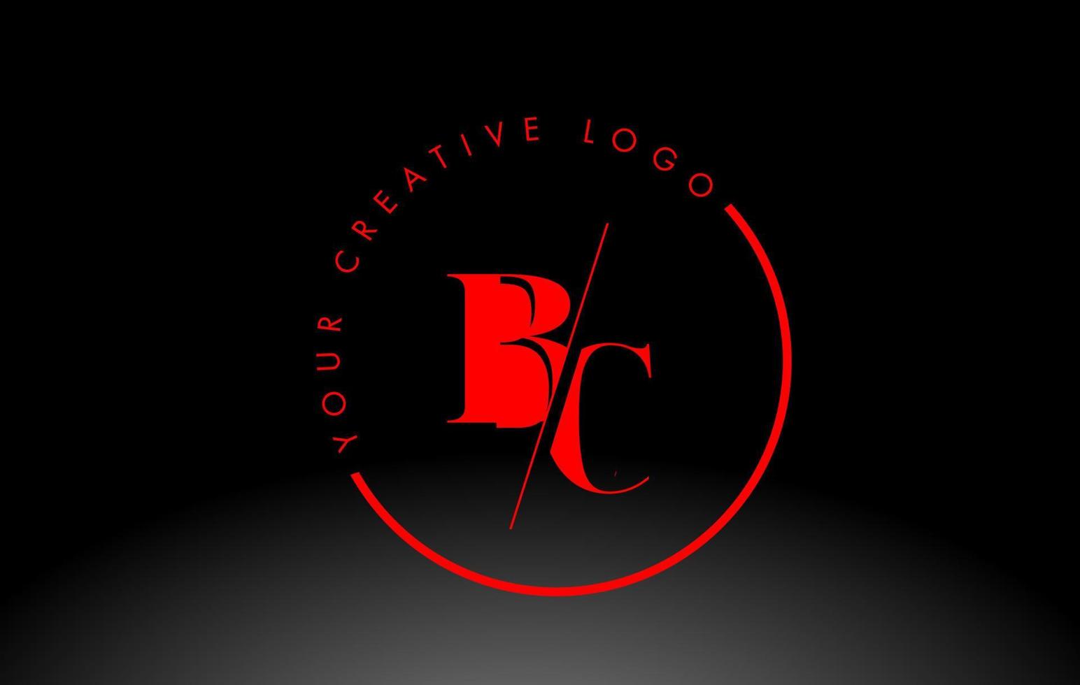 rosso avanti Cristo serif lettera logo design con creativo intersecato tagliare. vettore