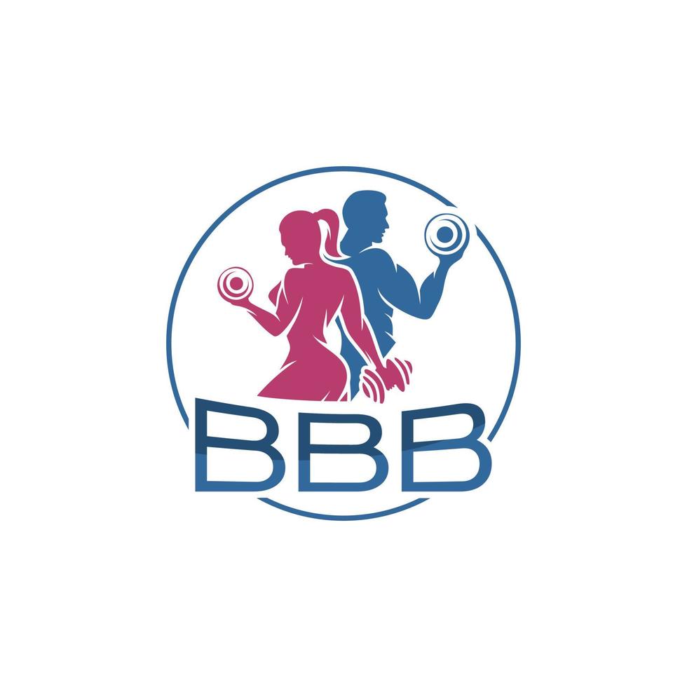 bbb lettera fitness Palestra logo design vettore
