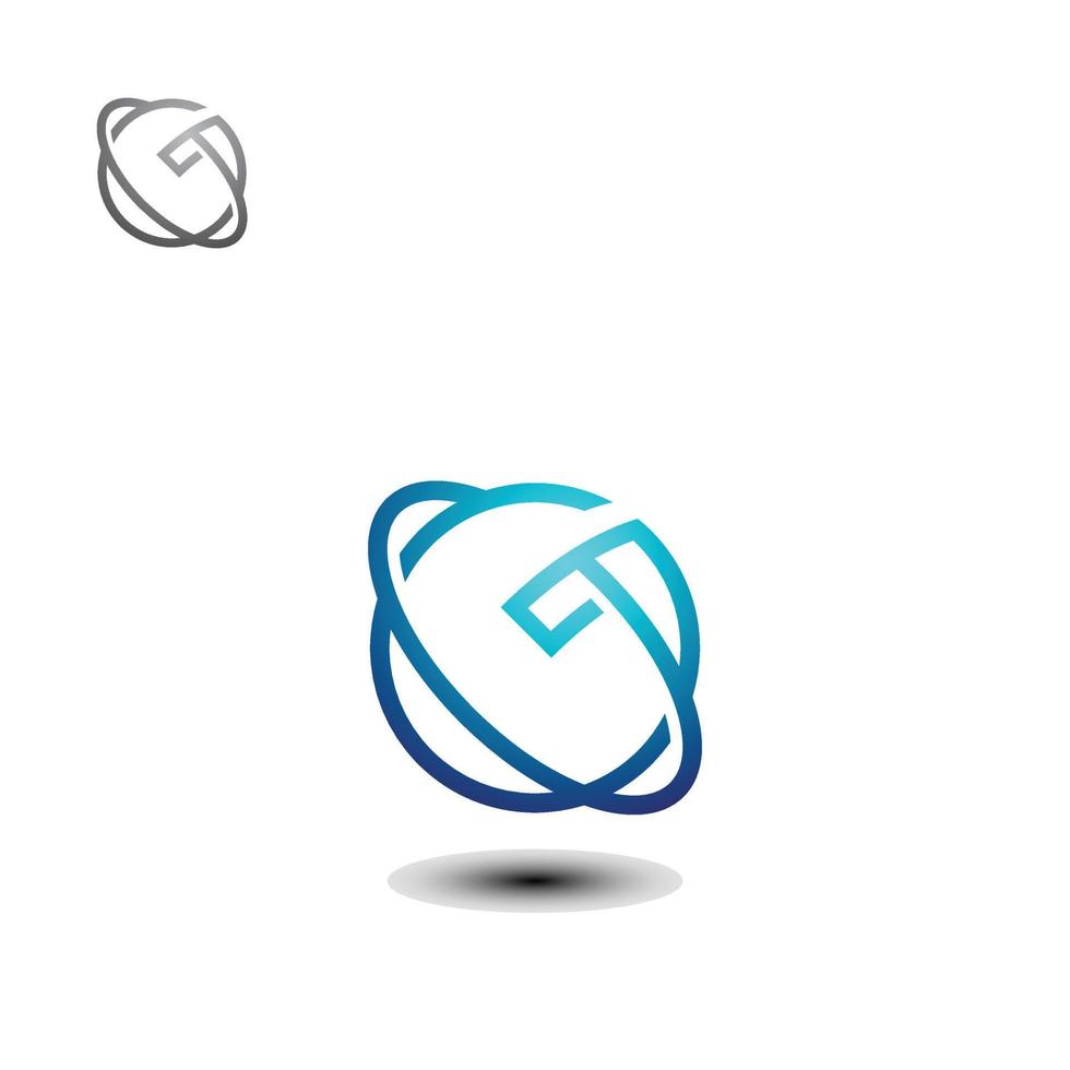 lettera g orbita logo design modello con semplice schema vettore