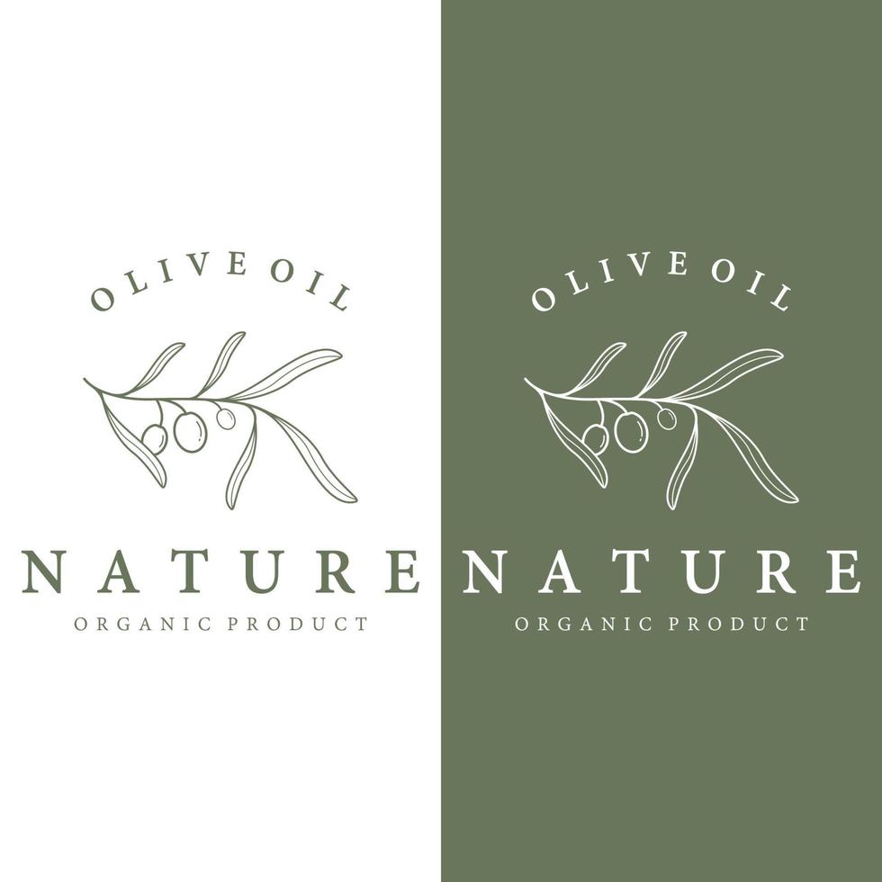 botanico logo modello mano disegnato naturale oliva foglia e frutta .a base di erbe, oliva olio, cosmetico o bellezza. vettore