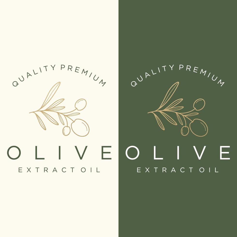 botanico logo modello mano disegnato naturale oliva foglia e frutta .a base di erbe, oliva olio, cosmetico o bellezza. vettore