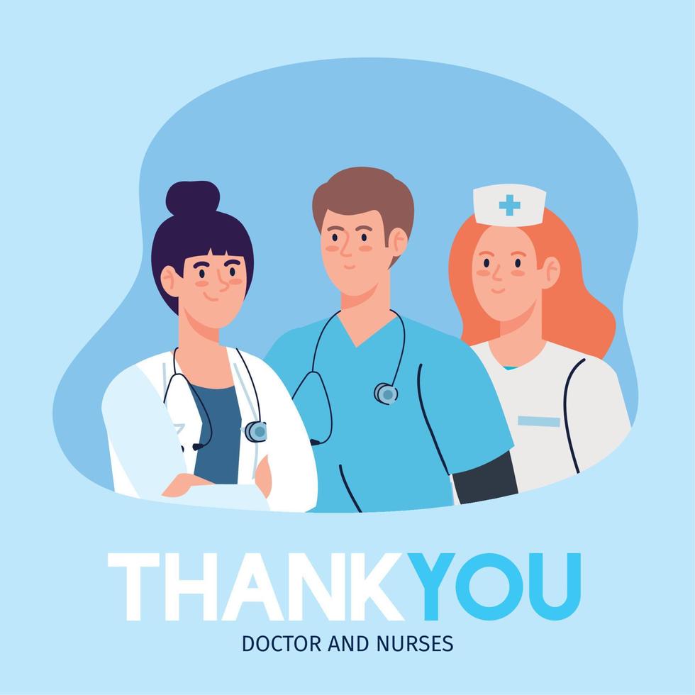 grazie voi medico e infermieri Lavorando nel ospedali, personale medici e infermiera combattente il coronavirus covid 19 vettore