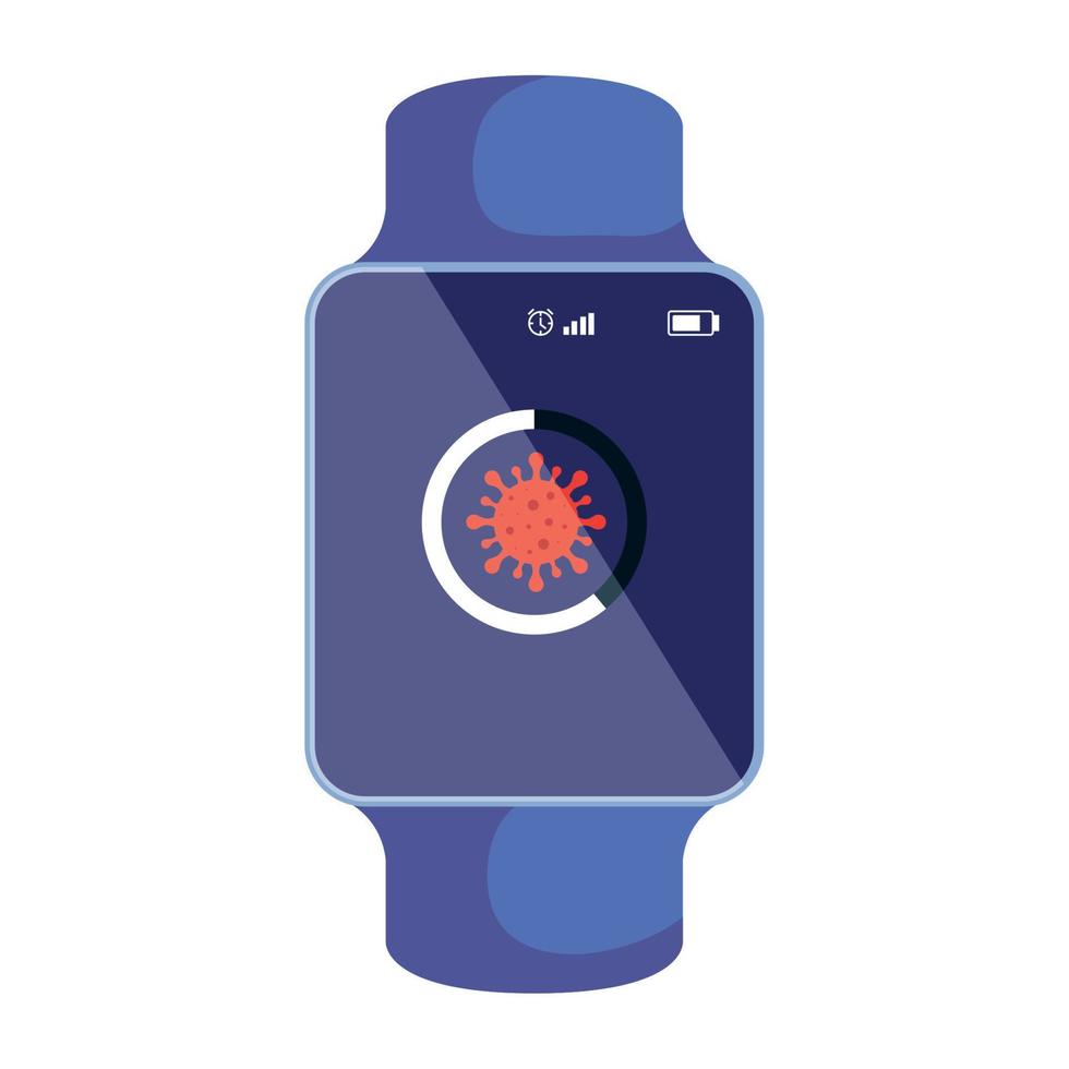 smartwatch alla ricerca di informazioni covid 19 online vettore