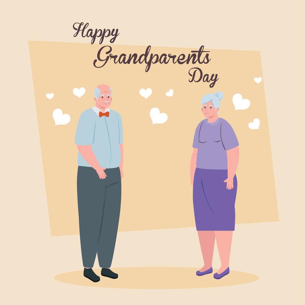 buona festa dei nonni con una bella coppia di anziani vettore