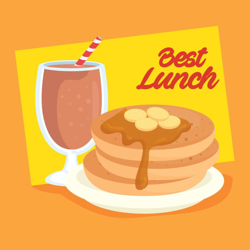 manifesto migliore il pranzo, Pancakes e frappè vettore
