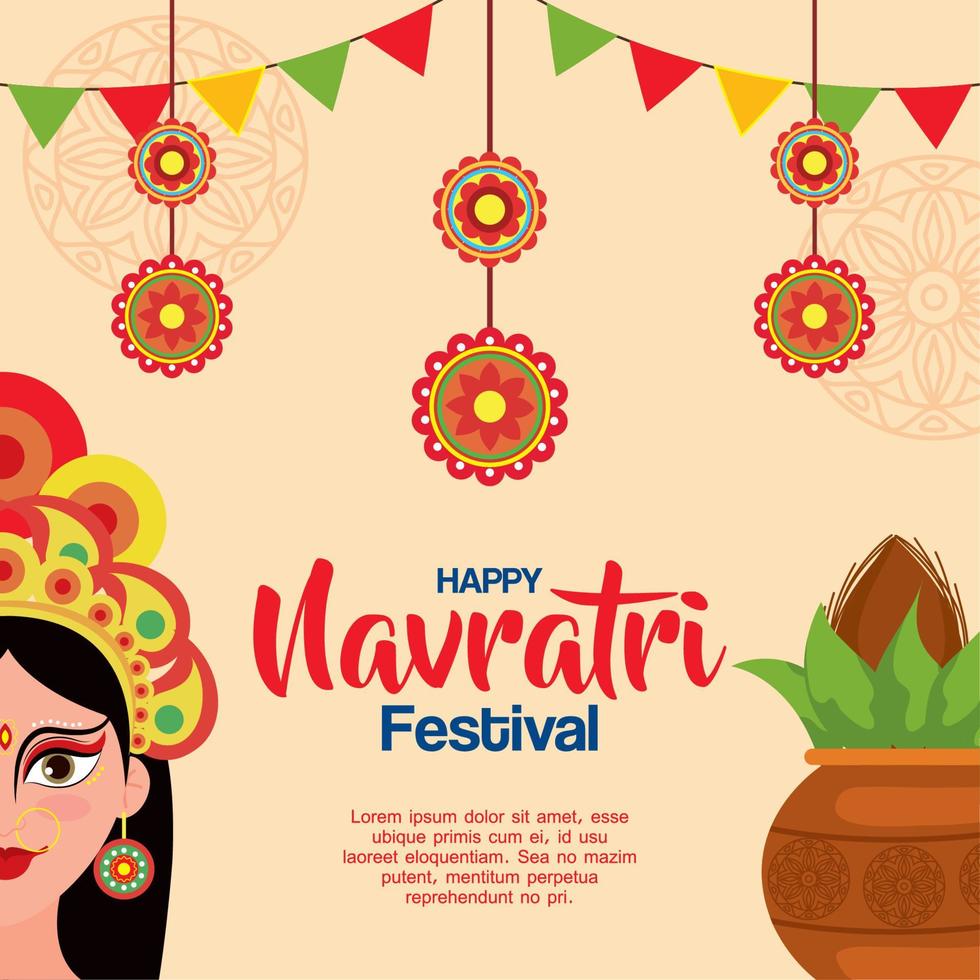 contento Navratri celebrazione manifesto con maa Durga vettore
