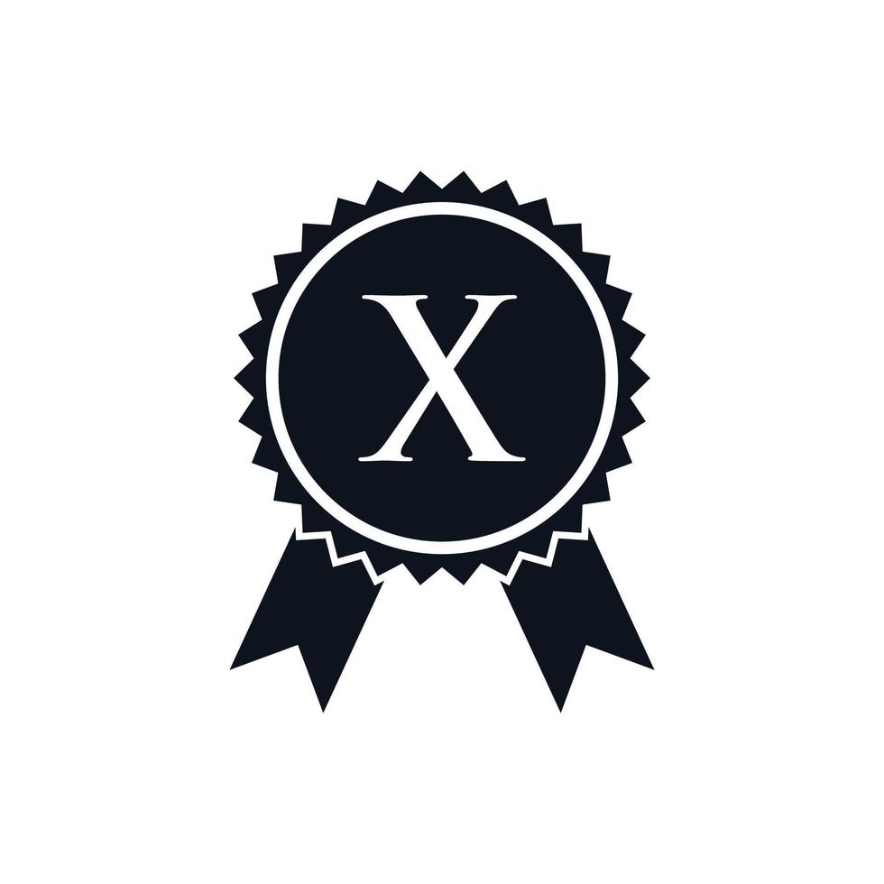 vincitore premio certificato medaglia distintivo su X logo modello. migliore venditore distintivo cartello vettore