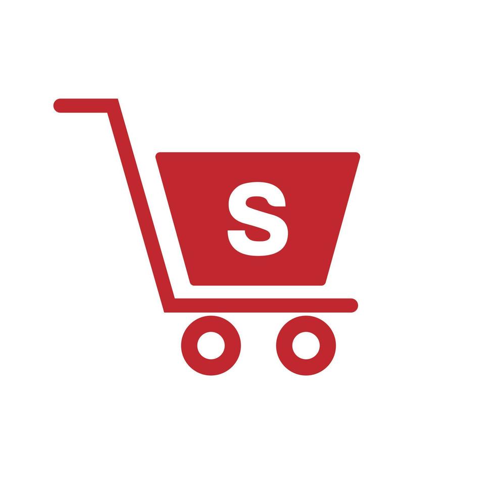 lettera S carrello shopping carrello. iniziale in linea e shopping logo concetto modello vettore