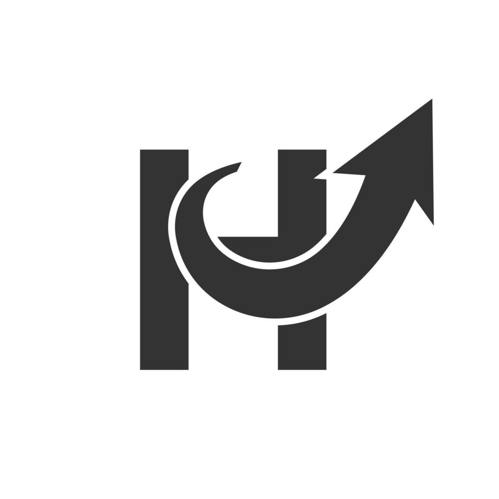 lettera h finanziario logo. iniziale crescita freccia concetto. raccolta fondi finanziario e contabilità gestione logo design modello vettore