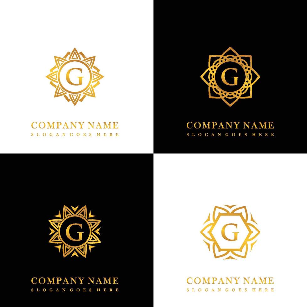 collezione di logo iniziale g con lusso mandala ornamento per nozze, terme, Hotel, bellezza cura logo vettore