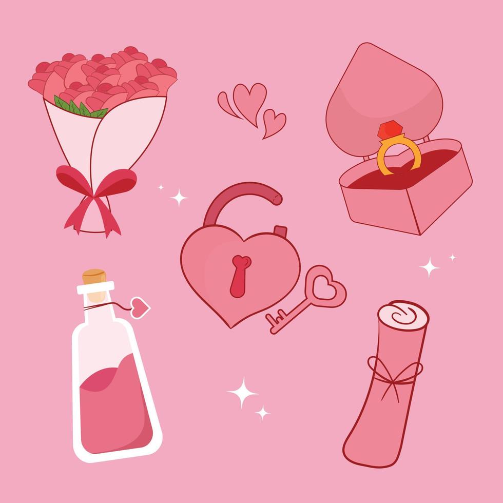 mano disegnato san valentino giorno elemento collezione nel piatto design semplice e elegante vettore design