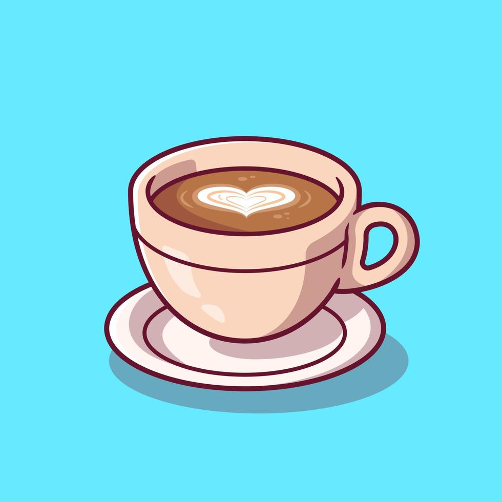 caffè tazza cartone animato vettore icona illustrazione. cibo e bevanda icona concetto isolato premio vettore. piatto cartone animato stile