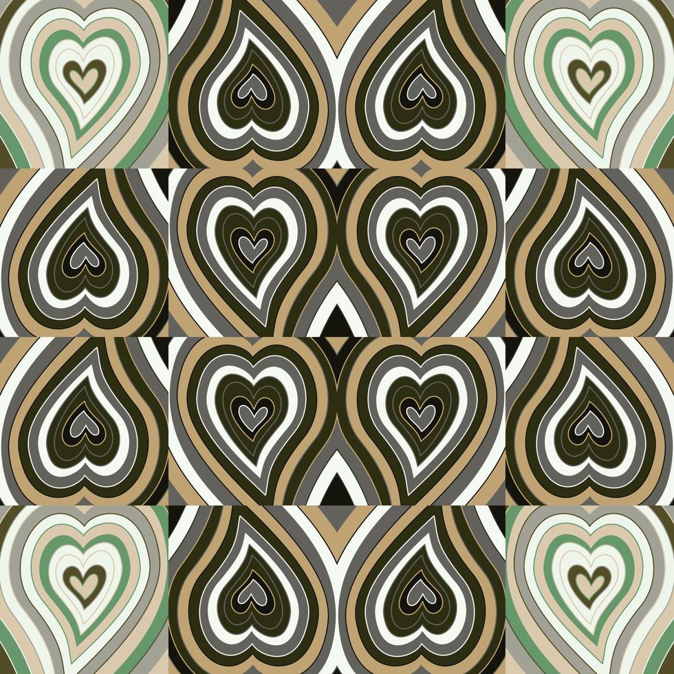 Vintage ▾ cuori mosaico senza soluzione di continuità modello. hippie retrò stile. 14 febbraio sfondo. San Valentino giorno sfondo. vettore