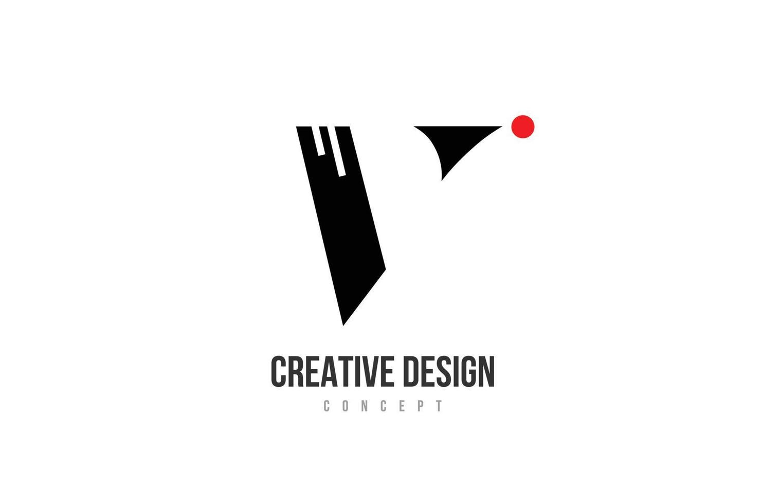 rosso punto v alfabeto lettera logo icona. nero e bianca creativo modello per un' attività commerciale o azienda vettore