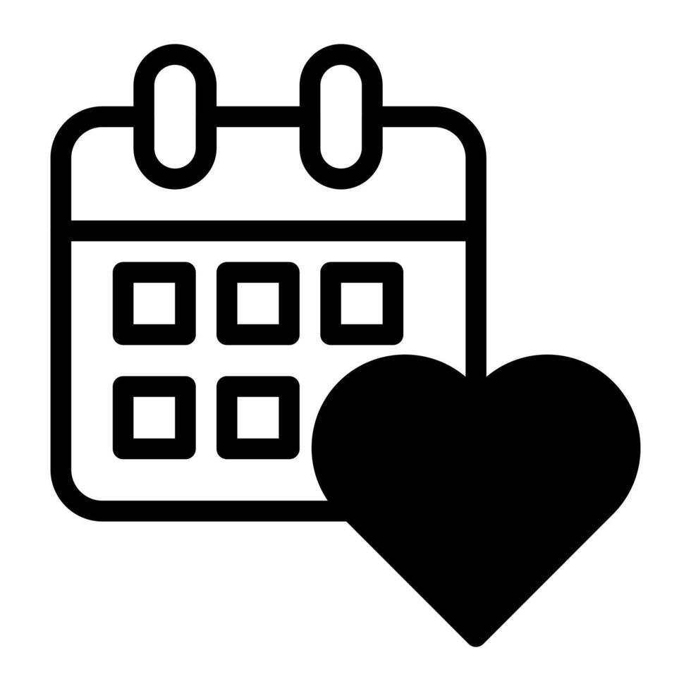 calendario dualtone nero San Valentino illustrazione vettore e logo icona nuovo anno icona Perfetto.
