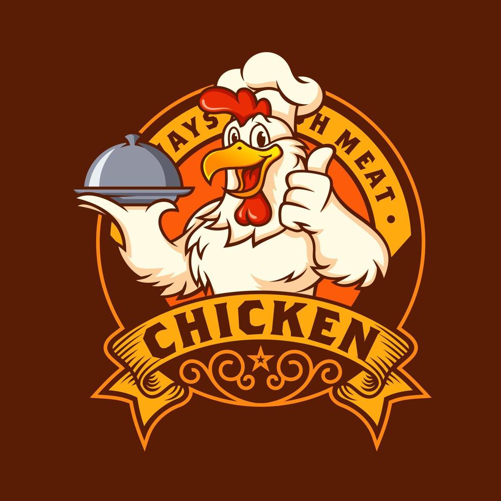 modello di logo del ristorante di pollo fritto vettore